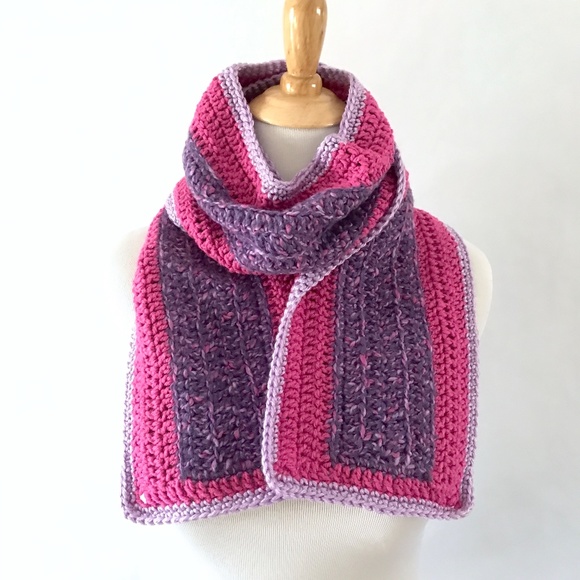 Hand Crafted Crocheted Scarf Purples & Cozy Socks Gloves - Proceeds To Charity - Picture 2 of 8